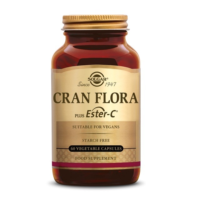 Solgar Cran Flora Plus Ester-C Συμπλήρωμα Διατροφής Για Την Υγεία Του Ουροποιητικού Συστήματος, 60 Κάψουλες