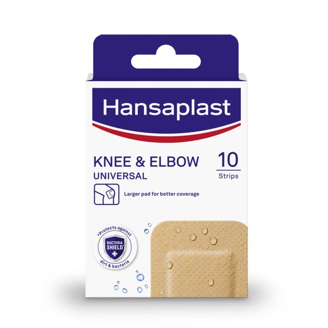 Hansaplast Knee & Elbow XL Bacteria Shield, Επιθέματα για Γόνατα & Αγκώνες 10τεμ (48506)