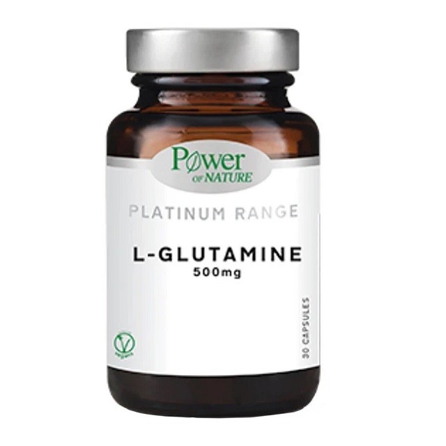 Power of Nature Platinum Range L-Glutamine 500mg Συμπλήρωμα Διατροφής Με L-Γλουταμίνη, 30 Κάψουλες