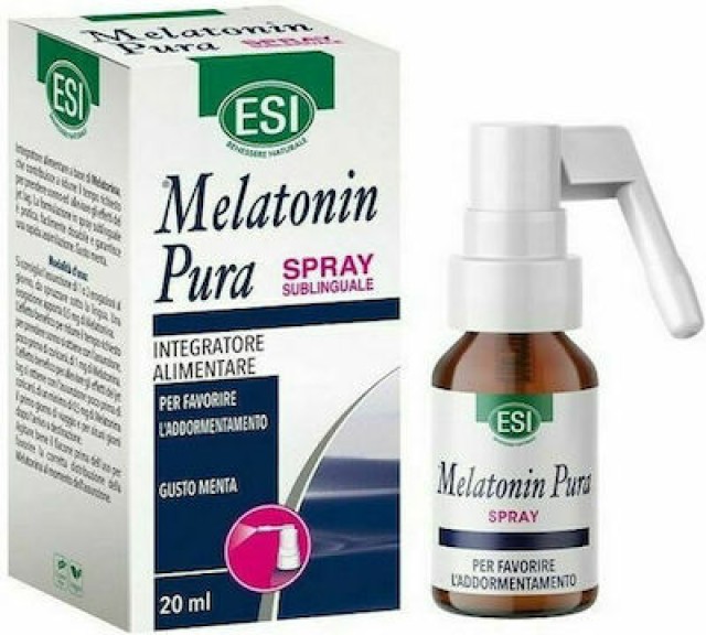 ESI Melatonin Pura Spray Για Την Αντιμετώπιση Της Αϋπνίας & Του Jet Lag Με Γεύση Μέντα, 20ml