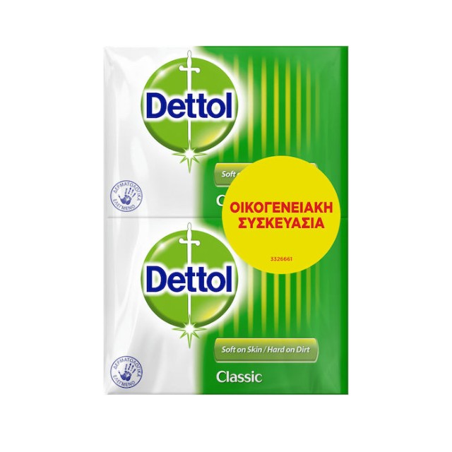 Dettol Classic Soap Αντιβακτηριδιακό Σαπούνι Χεριών Κλασικό 4 x100gr