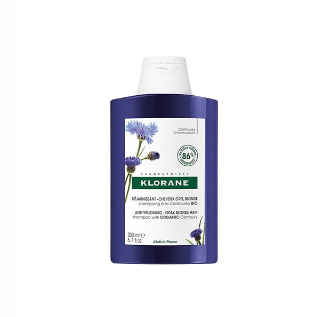 KLORANE Centaury Shampoo, Σαμπουάν με εκχύλισμα Κενταυρίδας κατάλληλο για Γκρίζα ή Λευκά Μαλλιά, 200ml