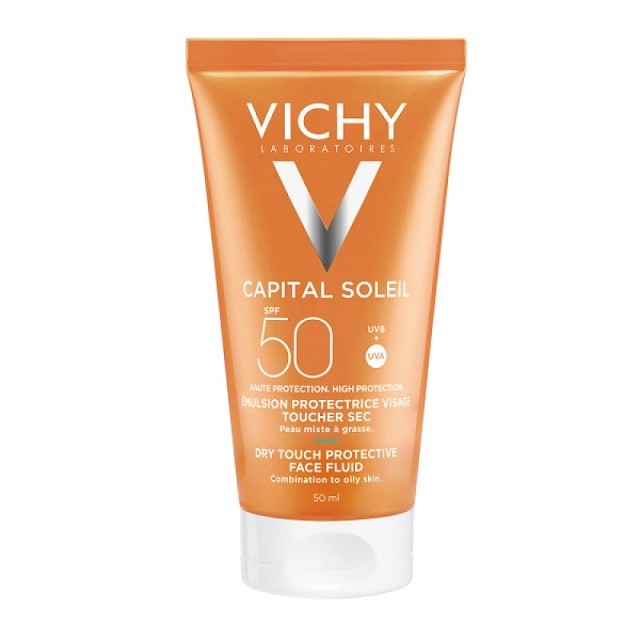 Vichy Capital Soleil Dry Touch Fluid SPF50+ Αντηλιακή Κρέμα Προσώπου Για Ματ Αποτέλεσμα 50ml
