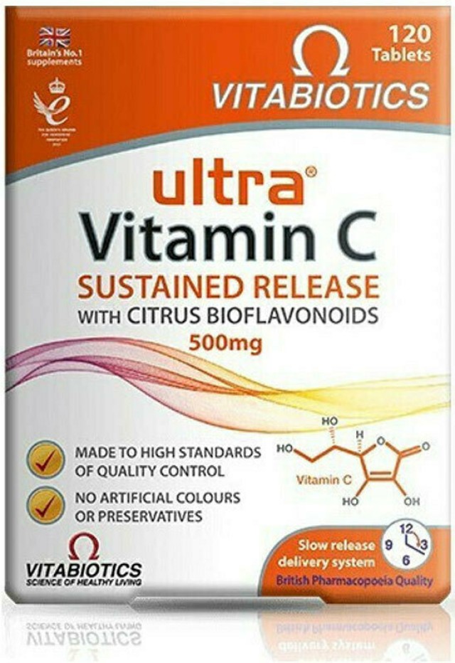 VITABIOTICS Ultra Vitamin C 500mg Βραδείας Αποδέσμευσης Με Βιοβλανοειδή Εσπεριδοειδών, 60 Ταμπλέτες