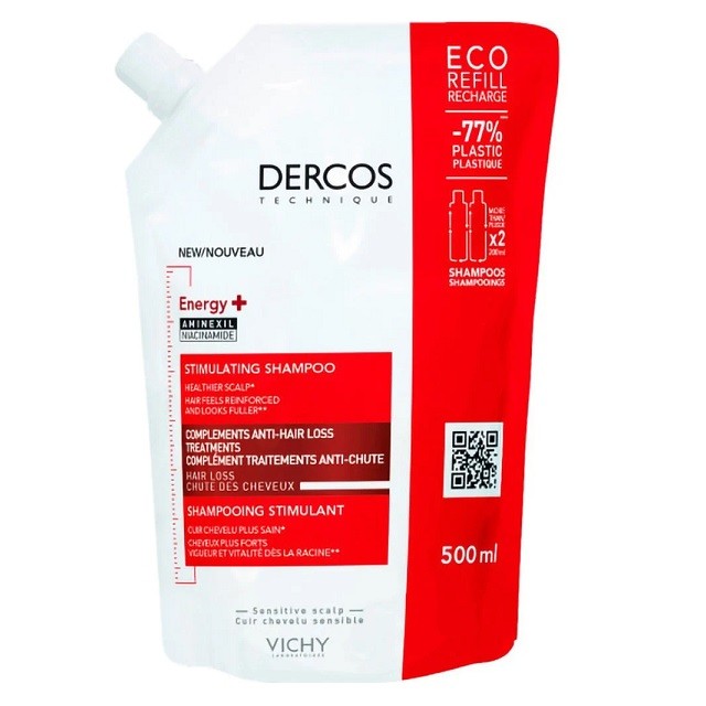 Vichy Dercos Energy+ Stimulating Shampoo Refill Δυναμωτικό Σαμπουάν Κατά Της Τριχόπτωσης, 500ml