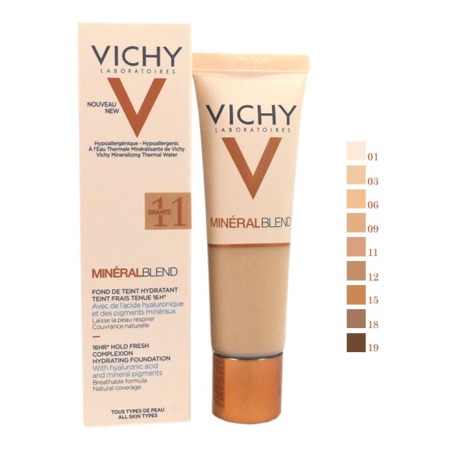 Vichy Mineral Blend Make-Up Fluid 11 Granite, Ενυδατικό Foundation για Λαμπερή Επιδερμίδα, 30ml