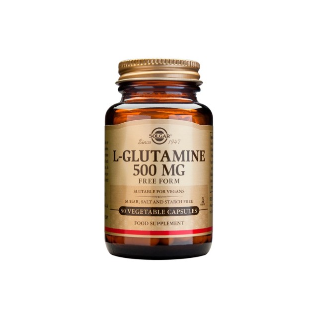 Solgar L-Glutamine 500mg Free Form Συμπλήρωμα Διατροφής, 50 Φυτικές Κάψουλες
