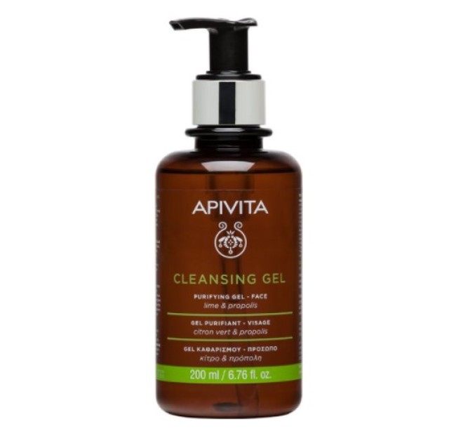 APIVITA Cleansing Purifying Gel Propolis & Lime, Τζέλ Καθαρισμού Προσώπου Για Λιπαρές - Μεικτές Επιδερμίδες, Με Πρόπολη & Κίτρο, 200ml