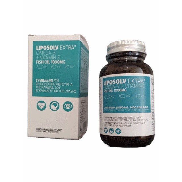 SJA Pharma Liposolv Extra Omega-3, 1000mg Συμπλήρωμα Διατροφής Με Ωμέγα Λιπαρά Οξέα, 30 Κάψουλες