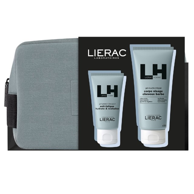 Lierac Homme  Πακέτο Anti-Fatigue Hydrate & Revitalize Gel 50ml & Shower Gel 200ml & Δώρο Νεσεσέρ