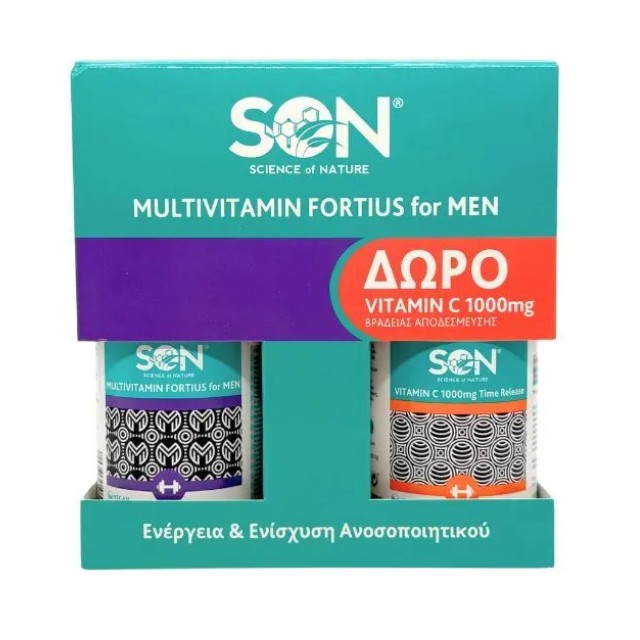 Science of Nature SON Πακέτο Multivitamin Fortius for Men 60 Δισκία & Δώρο Vitamin C 1000mg Time Release 60 Δισκία