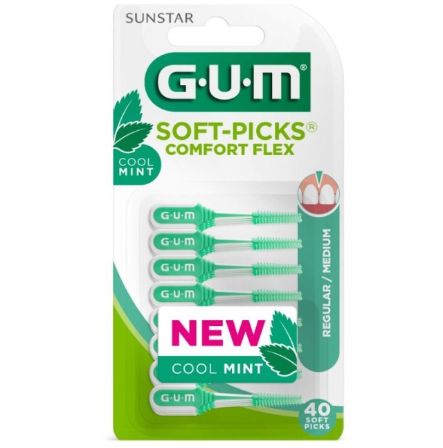 Gum Soft Picks Comfort Flex Cool Mint (670) Medium Μεσοδόντια Βουρτσάκια, 40τεμ