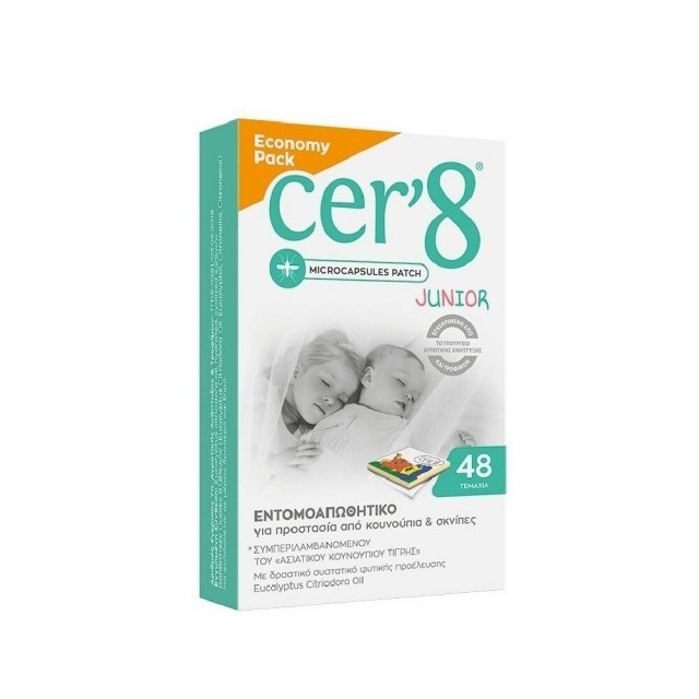 VICAN Cer8 Παιδικά Εντομοαπωθητικά Αυτοκόλλητα Economy Pack Cer8, 48τμχ