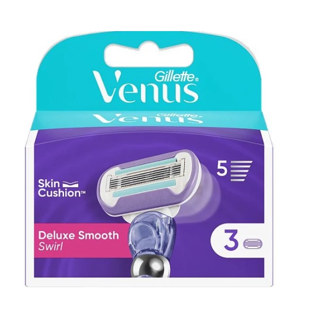 Gillette Venus Deluxe Smooth Swirl, Ανταλλακτικές Κεφαλές Ξυριστικής Μηχανής, 3τμχ