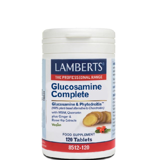LAMBERTS Glucosamine Complete Γλυκοσαμίνη, Φυτοδροϊτίνη, MSM, Κερσετίνη, Τζίντζερ, Rose Hip, 120 tabs 8512-120
