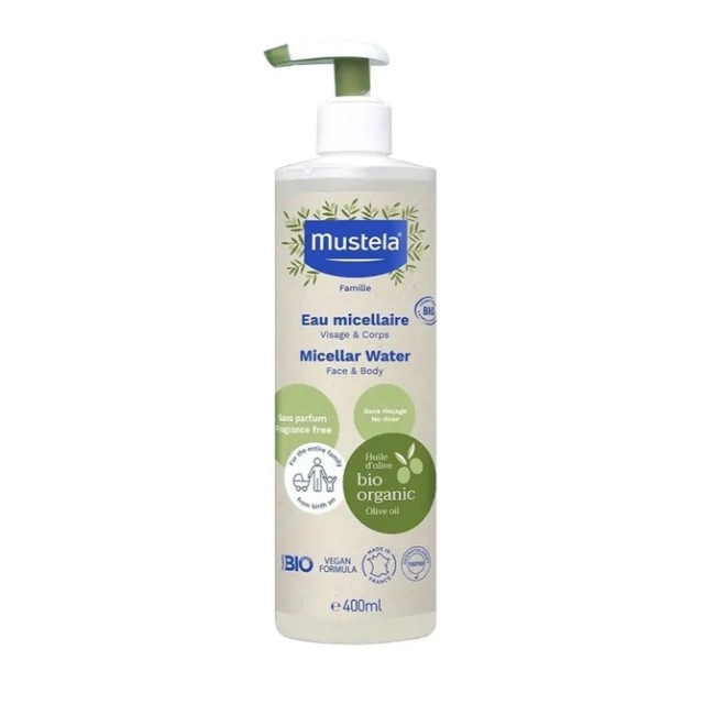 Mustela Bio Micellar Water Face & Body Μικκυλιακό Νερό με Βιολογικό Ελαιόλαδο 400ml