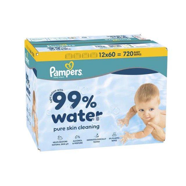 Pampers Μωρομάντηλα 99% Water Monthly Βοx (12x60τμχ) 720 Τμχ