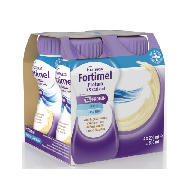 Nutricia Fortimel Protein 1.5 kcal Υπερπρωτεϊνικό Ρόφημα Με Γεύση Βανίλια 4 x 200ml