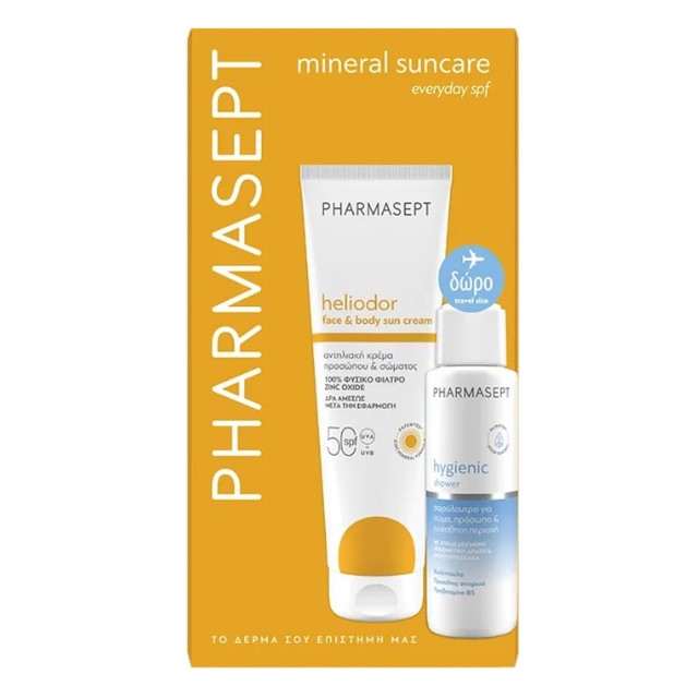 Pharmasept Mineral Suncare Πακέτο Heliodor Face & Body Sun Cream SPF50 150ml & Δώρο Hygienic Shower Cream 100ml