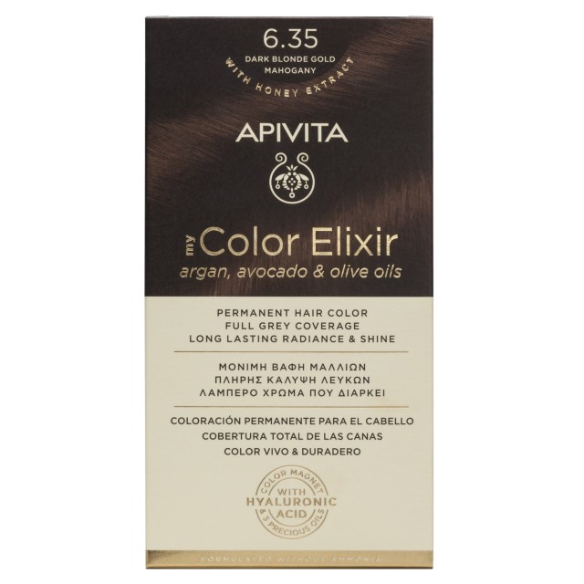Apivita My Color Elixir Νο 6.35 Βαφή Μαλλιών Μόνιμη Ξανθό Σκούρο Μελί Μαονί