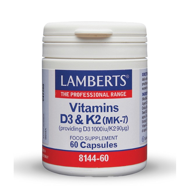 Lamberts Vitamin D3 1000iu & K2 90µg 60 Κάψουλες 8144-60