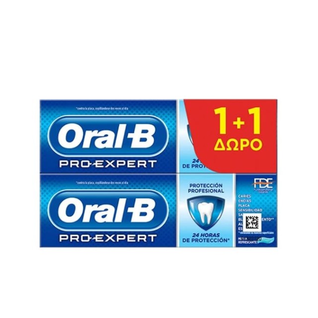 Oral-B Pro Expert Οδοντόκρεμα με Γεύση Μέντα 2x75ml  (1+1 ΔΩΡΟ)