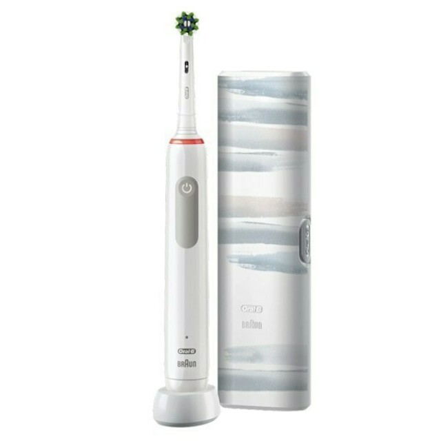 Oral-B Ηλεκτρική Οδοντόβουρτσα Pro 3 3500 White Design Edition Με Χρονομετρητή, Αισθητήρα Πίεσης Σε Λευκό Χρώμα Με Θήκη Ταξιδιού