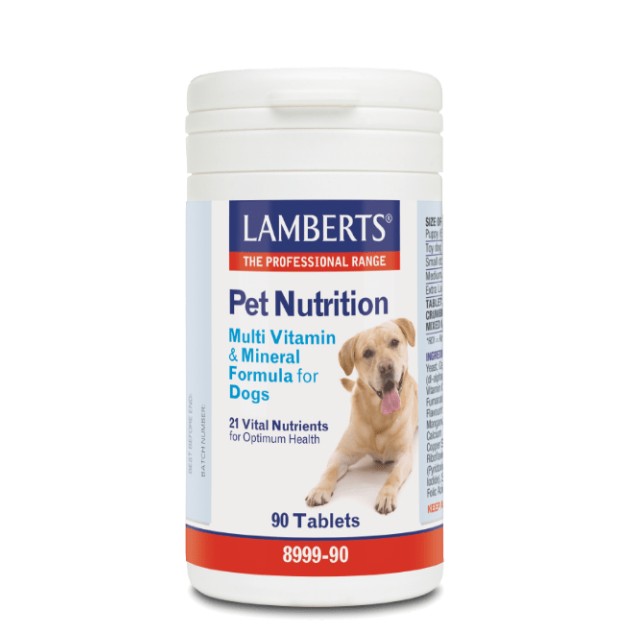 Lamberts Pet Nutrition Multi Vitamin & Mineral Formula For Dogs Συμπληρωματική Ζωοτροφή Για Σκύλους Με Βιταμίνες Μέταλλα & Ιχνοστοιχεία 90 Ταμπλέτες 8990-90