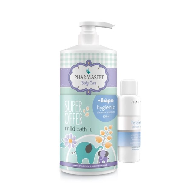 Pharmasept Baby Care Πακέτο Mild Bath Αφρόλουτρο 1lt & Δώρο Hygienic Shower Cream 100ml