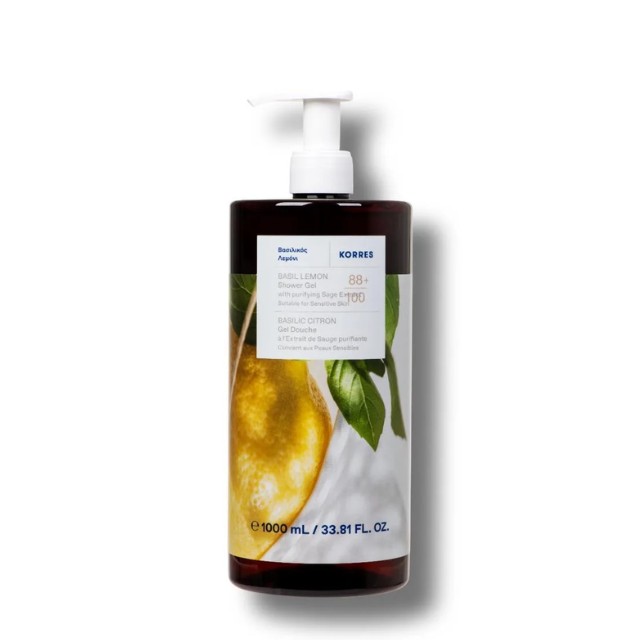 Korres Renewing Body Cleanser Αφρόλουτρο Με Άρωμα Βασιλικός & Λεμόνι 1lt