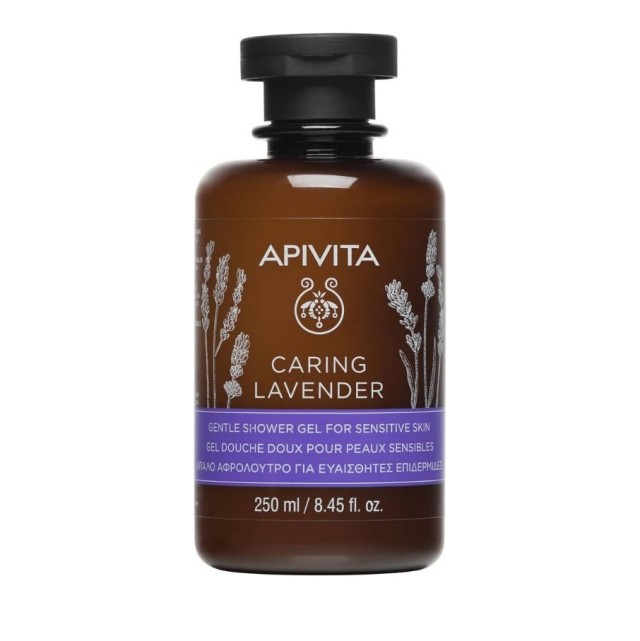APIVITA Caring Lavender Shower Gel, Απαλό Αφρόλουτρο για Ευαίσθητες Επιδερμίδες με Λεβάντα, 250ml.