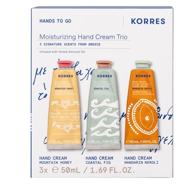 Korres Πακέτο Moisturizing Hand Cream Trio Μέλι 50ml & Μεσογειακό Σύκο 50ml & Μανταρίνι Άνθη 50ml