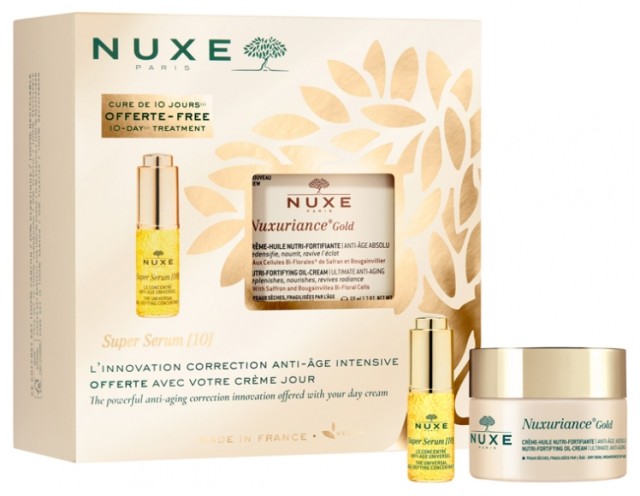 NUXE Promo Nuxuriance Gold Nutri-Fortifying Oil Cream - Αντιγηραντική κρέμα ημέρας, 50ml & Δώρο Super SERUM [10] - ΣΕΡΟΥΜ Αντιγήρανσης, 5ml