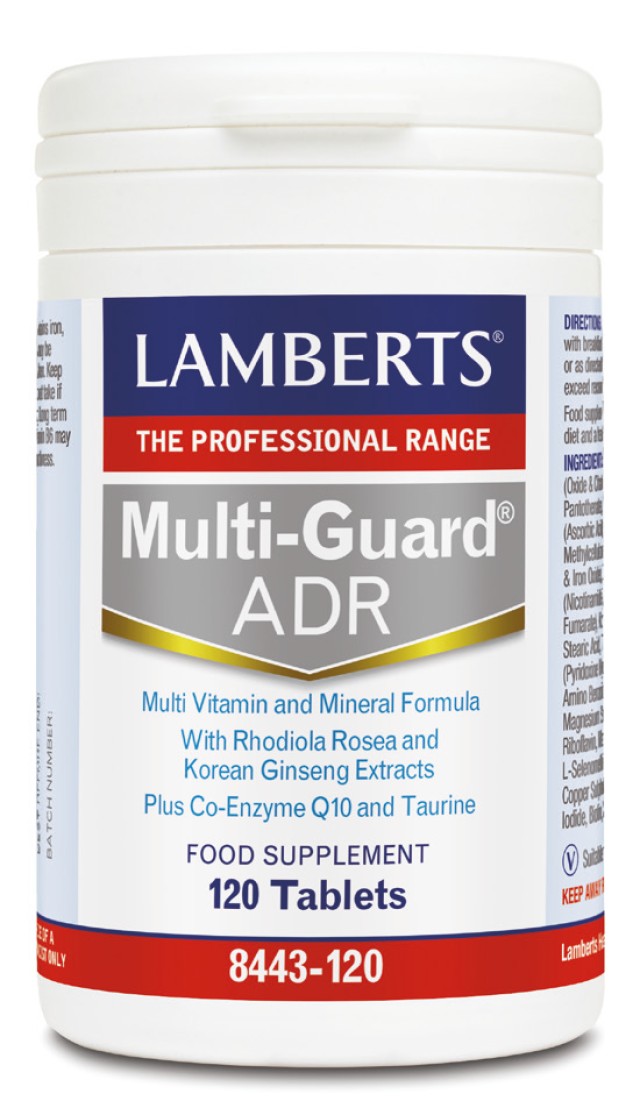 LAMBERTS Multi Guard ADR, Πολυφόρμουλα Ενέργειας & Τόνωσης με Rhodiola ,Korean Ginseng ,Q10 & Ταυρίνη ,120tabs 8443-120