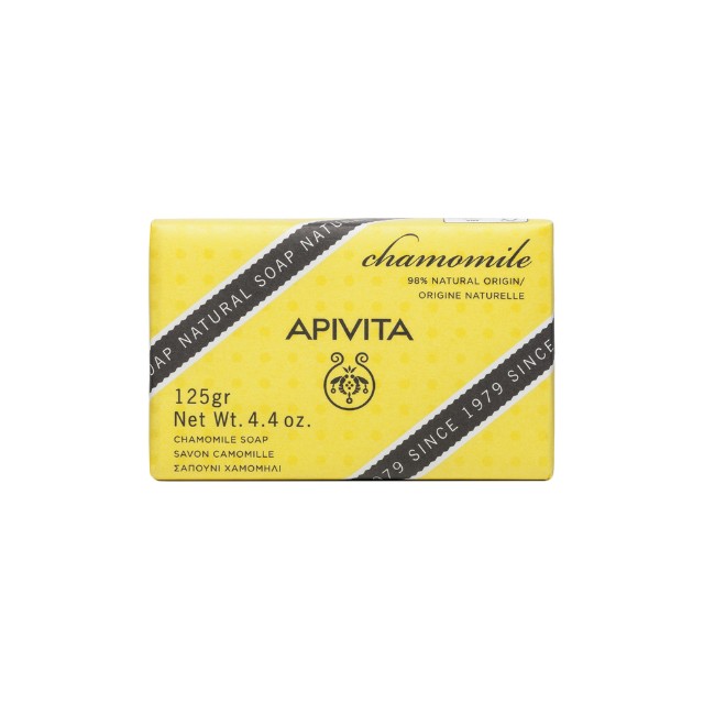 Apivita Natural Soap Chamomille Καταπραϋντικό Σαπούνι για Πρόσωπο & Σώμα με Χαμομήλι 125gr