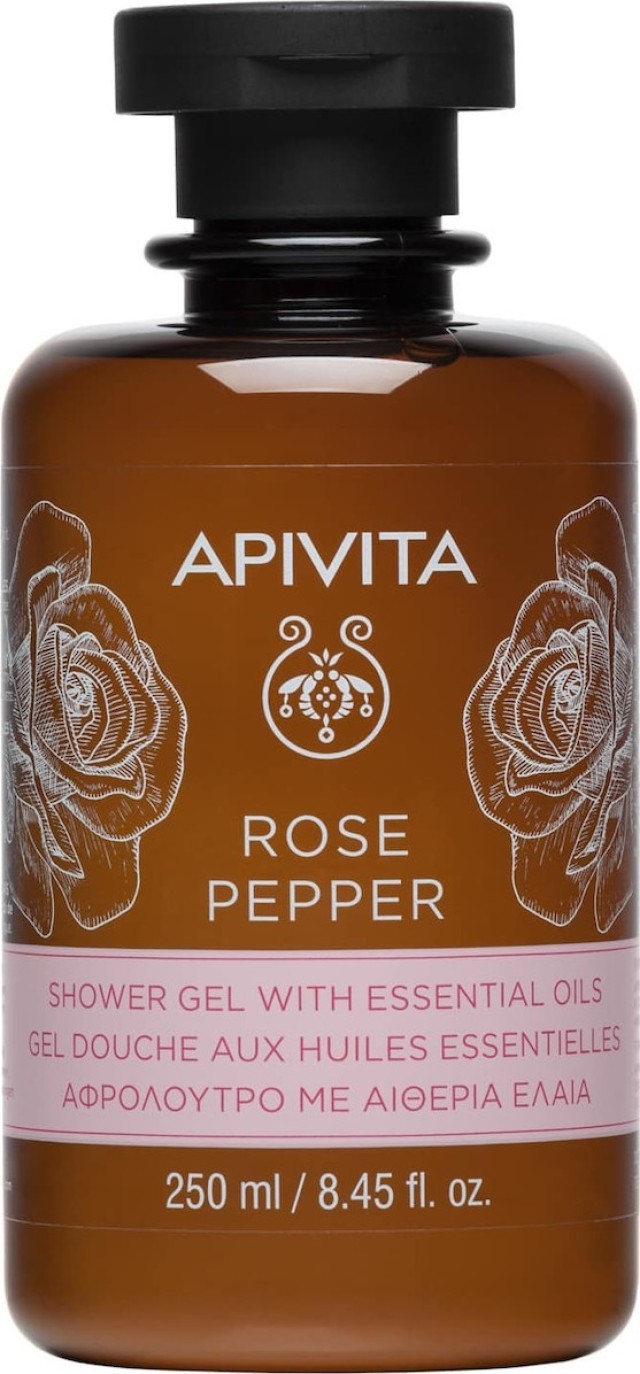 APIVITA Rose Pepper Shower Gel, Αφρόλουτρο με Τριαντάφυλλο & Μαύρο Πιπέρι, 250ml