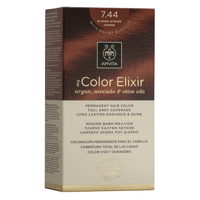 APIVITA My Color Elixir Νο 7.44 Βαφή Μαλλιών Μόνιμη Ξανθό Έντονο Χάλκινο