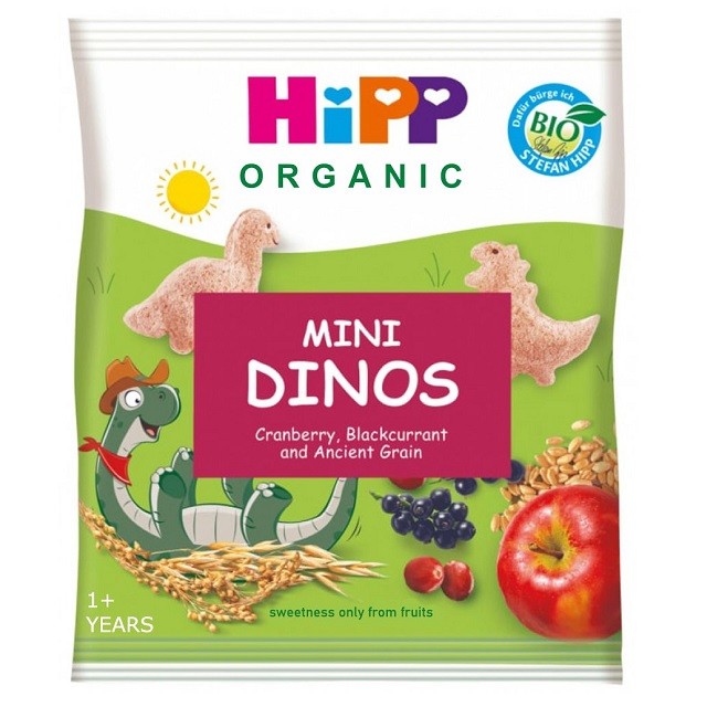 Hipp Organic Mini Dinos Δημητριακά Δεινοσαυράκια Με Γεύση Φρούτων Από Το 1ο Έτος, 30g