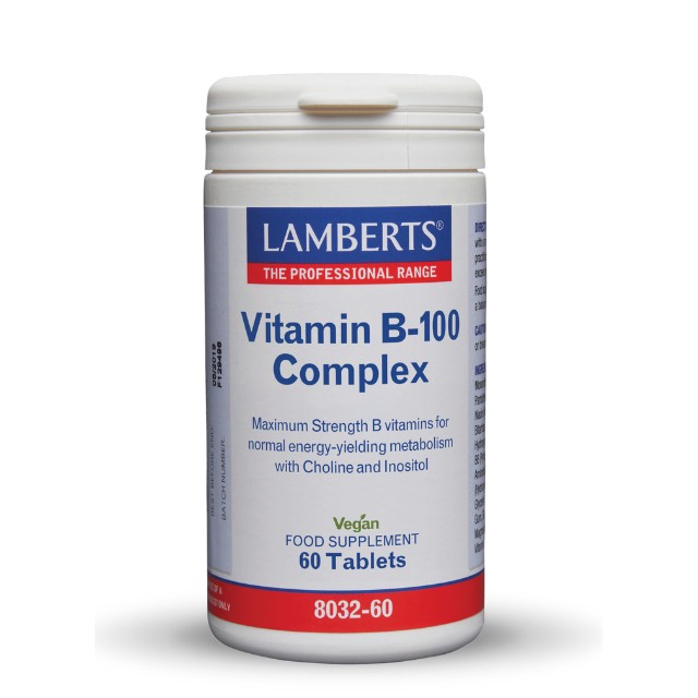 Lamberts Vitamin B-100 Complex Σύμπλεγμα Βιταμίνης B 60 Ταμπλέτες 8032-60