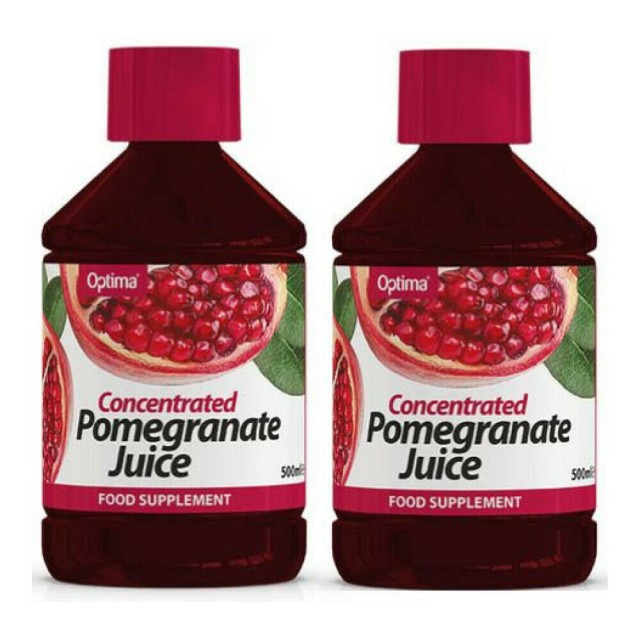 OPTIMA Concentrated Promo Pomegranate Juice, Συμπυκνωμένος Χυμός Ρόδι -50% Στην 2η Συσκευασία, 2x500ml