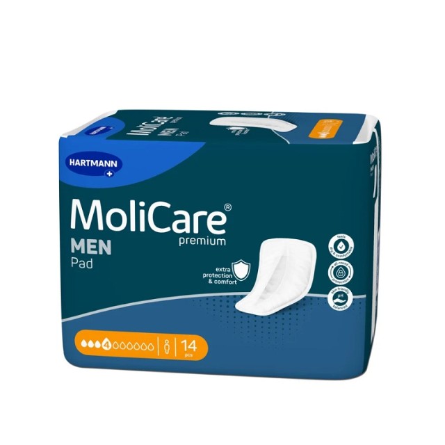 Hartmann MoliCare Premium Men Pad Επιθέματα Ακράτειας για Άντρες 4 Σταγόνες 14 Τεμάχια