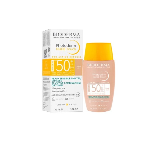 Bioderma Photoderm Nude Touch Mineral Cream SPF50+ Light Αντηλιακό με Χρώμα 40ml