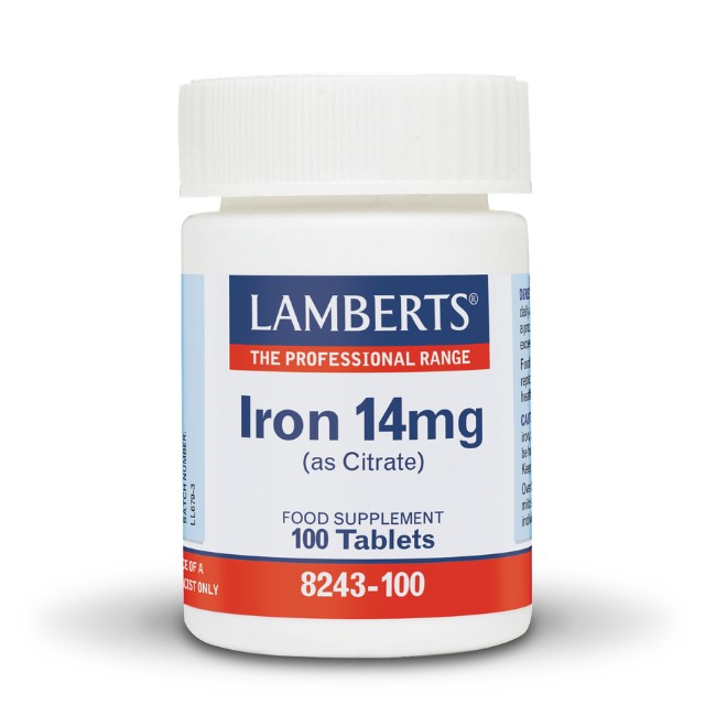 Lamberts Iron 14mg (Citrate), Συμπλήρωμα Διατροφής με Σίδηρο 100tabs 8243-100