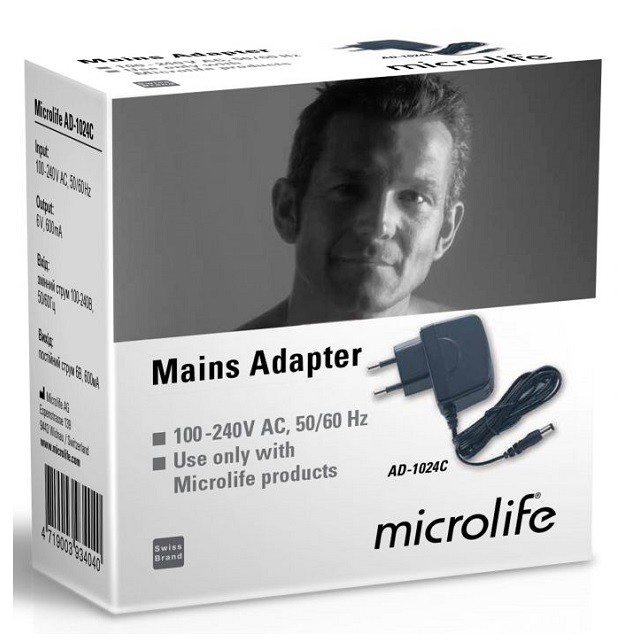 Microlife Mains Adapter AD-1024C Μετασχηματιστής Πιεσόμετρου, 1 Τεμάχιο