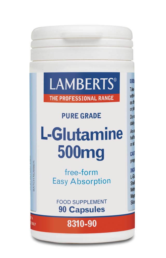 Lamberts L-Glutamine 500mg Ιδιαίτερα Σημαντικό Για Την Υγεία Του Εντέρου, 90caps 8310-90