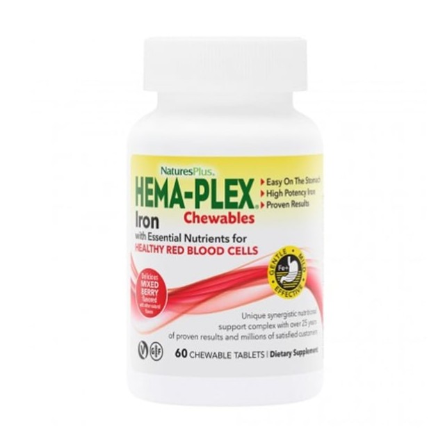 Natures Plus Hema Plex Iron 60 Μασώμενες Ταμπλέτες