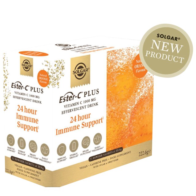 Solgar Ester-C Plus Vitamin C 1000MG eff drink,  21 Αναβράζων Φακελάκια