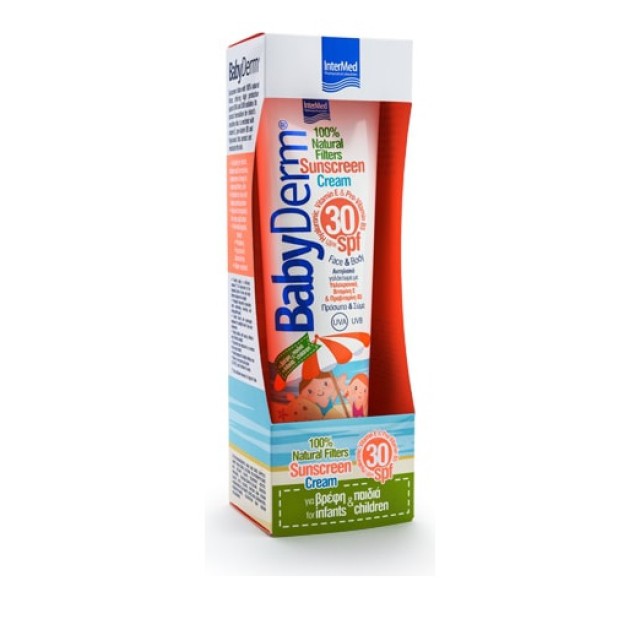 INTERMED BabyDerm Sunscreen Cream 100% Natural Filters SPF30 Face & Body Αντηλιακό Γαλάκτωμα για Πρόσωπο & Σώμα 300ml