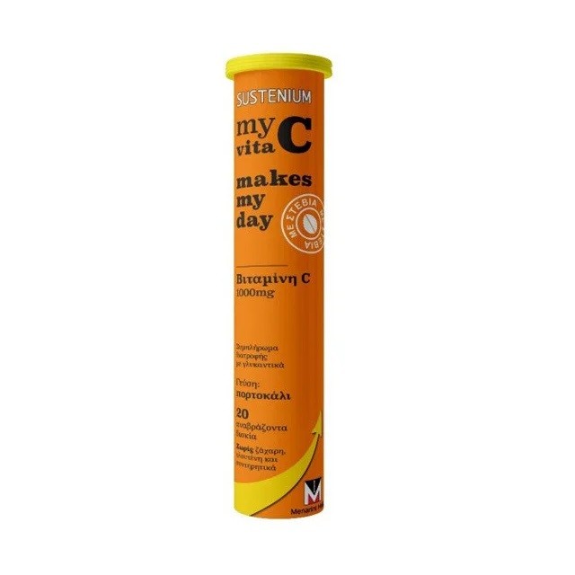 Menarini Sustenium My Vita C Makes My Day 1000mg Με Γεύση Πορτοκάλι, 20 Αναβράζοντα Δισκία
