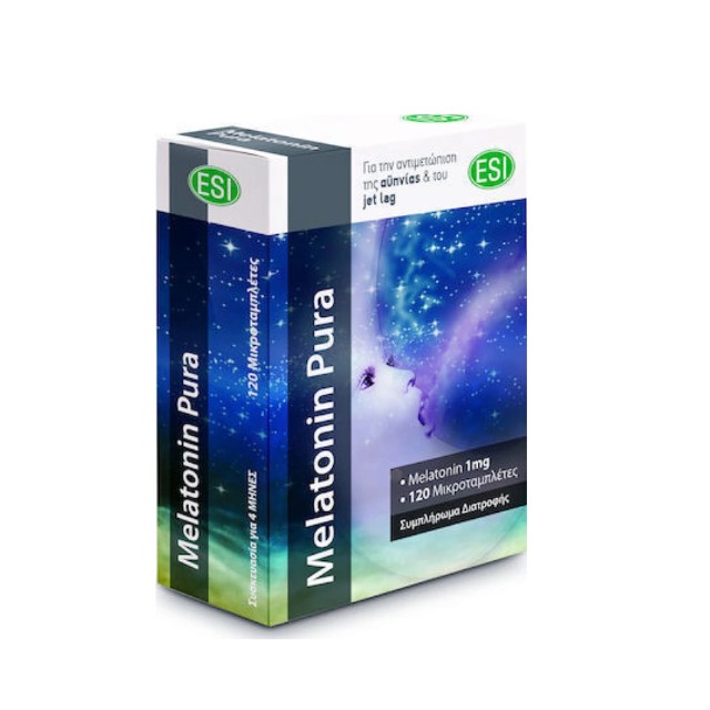 ESI Melatonin Pura 1mg Συμπλήρωμα Διατροφής Για Την Αντιμετώπιση Της Αϋπνίας & Του Jet Lag 120 Ταμπλέτες